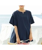 【ティアクラッセ/Tiaclasse】の【洗える】キーネックフレア袖チュニックブラウス ネイビー|ID: prp329100004589931 ipo3291000000034505322