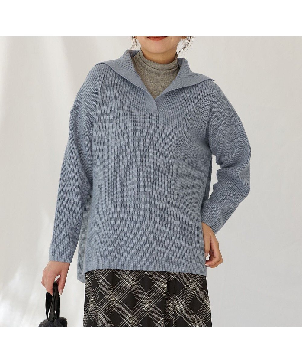 【エニィファム/any FAM】の【洗濯機可能】ウールブレンドスキッパーネックニット 人気、トレンドファッション・服の通販 founy(ファニー) 　ファッション　Fashion　レディースファッション　Fashion for Women　トップス・カットソー　Cut & Sew Tops　ニット　Knit Tops & Sweaters　インナー　Innerwear　カットソー　Cut and Sewn Top　スキッパー　Skipper, Open Collar　ストレート　Straight, Straight Cut　スリット　Slit, Slit Detail　セーター　Sweater, Knitwear　A/W・秋冬　Autumn/Winter　 other-1|ID: prp329100004590025 ipo3291000000033500679
