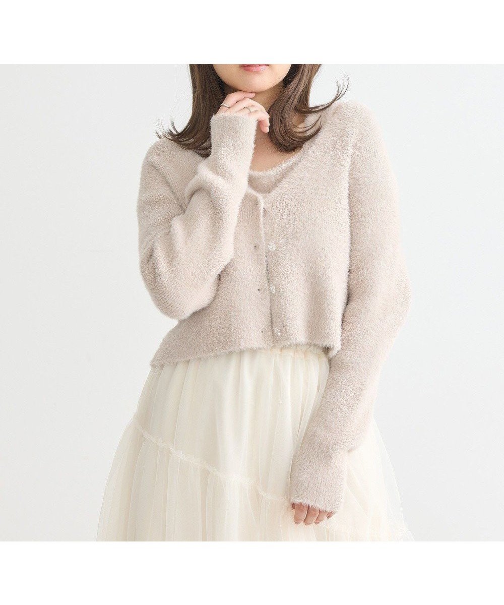 【アースミュージックアンドエコロジー/earth music&ecology】のSET2点ラメフェザーカーディガン+インナー インテリア・キッズ・メンズ・レディースファッション・服の通販 founy(ファニー) ファッション Fashion レディースファッション Fashion for Women トップス・カットソー Cut & Sew Tops カーディガン・羽織り Layered Style Cardigans アンサンブル Ensemble Set インナー Innerwear カーディガン Cardigan, Knitwear コンパクト Compact, Small Size シンプル Simple, Minimal スクエア Square, Square Shape タンク Tank Top, Sleeveless Top フィット Fit, Slim Fit フェザーヤーン Feather Yarn, Fluffy Yarn フォルム Silhouette, Form ポケット Pocket, Pocket Detail エレガント 上品 Elegant A/W・秋冬 Autumn/Winter Pink Beige|ID: prp329100004590072 ipo3291000000033669024