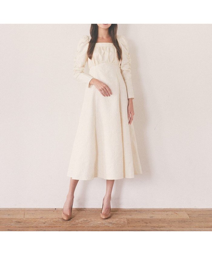 【メゾンドフルール/Maison de FLEUR】の慈愛に満ちたジャカードワンピース インテリア・キッズ・メンズ・レディースファッション・服の通販 founy(ファニー) https://founy.com/ ファッション Fashion レディースファッション Fashion for Women ワンピース Dresses ジャカード／ジャガード Jacquard, Woven Pattern フレア Flare, Flared リボン Ribbon, Bow ロング Long, Long-Length エレガント 上品 Elegant 今季 This Season, Current Season A/W・秋冬 Autumn/Winter |ID: prp329100004590352 ipo3291000000033278787
