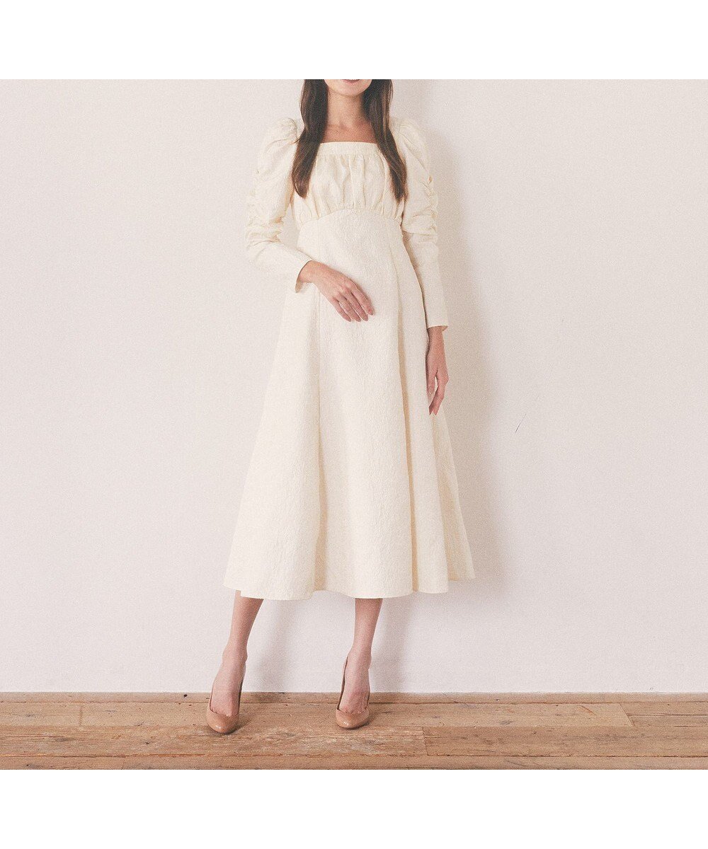 【メゾンドフルール/Maison de FLEUR】の慈愛に満ちたジャカードワンピース 人気、トレンドファッション・服の通販 founy(ファニー) 　ファッション　Fashion　レディースファッション　Fashion for Women　ワンピース　Dresses　ジャカード／ジャガード　Jacquard, Woven Pattern　フレア　Flare, Flared　リボン　Ribbon, Bow　ロング　Long, Long-Length　エレガント 上品　Elegant　今季　This Season, Current Season　A/W・秋冬　Autumn/Winter　 other-1|ID: prp329100004590352 ipo3291000000033278787