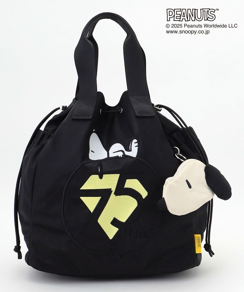 【イザック/Y'SACCS】のSNOOPYデザイン 2way巾着トート インテリア・キッズ・メンズ・レディースファッション・服の通販 founy(ファニー) 　ファッション　Fashion　レディースファッション　Ladies' Fashion Online　バッグ　Bag　イラスト　Illustration　スマート　Smart　フェイス　Face　ポケット　Pocket　ポーチ　Pouch　巾着　Purse　ブラック|ID: prp329100004590372 ipo3291000000032571081