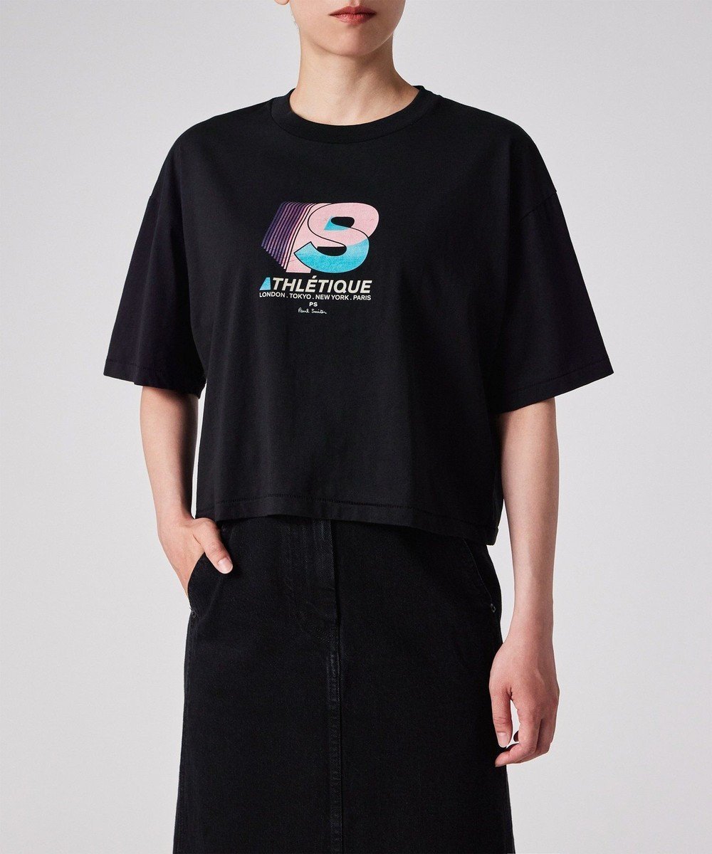 【ポール スミス/Paul Smith】のアスレチック クロップド 半袖Tシャツ インテリア・キッズ・メンズ・レディースファッション・服の通販 founy(ファニー) 　ファッション　Fashion　レディースファッション　Fashion for Women　トップス・カットソー　Cut & Sew Tops　シャツ・ブラウス・オフィスカジュアル　Elegant Blouses & Button-Ups　ロングTシャツ・Tシャツ　Longline T-Shirts & Tees　カットソー・ベーシックTシャツ　Cut-and-Sewn Tops / Stretch Tees & Basics　おすすめ　Recommended / Our Picks　カットソー　Cut and Sewn Top　クロップド　Cropped, Short Length　スタイリッシュ　Stylish, Fashionable　プリント　Print, Printed Pattern　半袖　Short Sleeve, Half Sleeve　夏　Summer　S/S・春夏　SS, Spring/Summer, Warm Season　A/W・秋冬　Autumn/Winter　ブラック|ID: prp329100004590409 ipo3291000000033656066