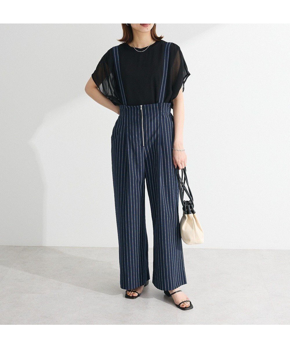 【グリーンパークス/Green Parks】の綿麻混2WAY サス付きZIPパンツ インテリア・キッズ・メンズ・レディースファッション・服の通販 founy(ファニー) 　ファッション　Fashion　レディースファッション　Fashion for Women　パンツ　Pants & Trousers　サスペンダー　Suspenders, Braces　ストレート　Straight, Straight Cut　テクスチャー　Texture, Textured Fabric　フロント　Front, Front Design　ポケット　Pocket, Pocket Detail　ワイド　Wide, Wide Fit　夏　Summer　春　Spring　S/S・春夏　SS, Spring/Summer, Warm Season　Stripe|ID: prp329100004590411 ipo3291000000032571479