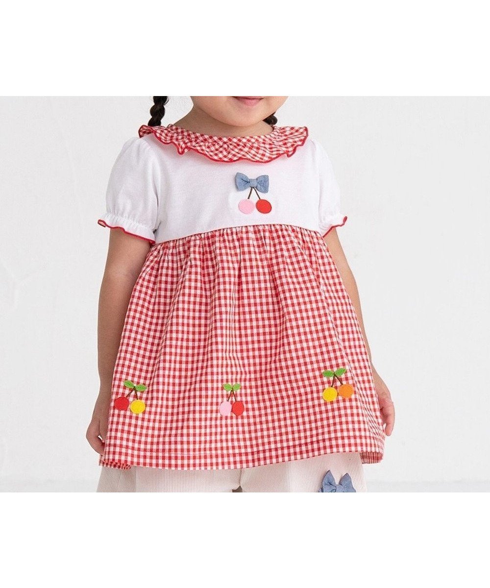 【ミキハウスホットビスケッツ/MIKI HOUSE HOT BISCUITS / KIDS】の【80-120cm】 チュニック風 ギンガムチェックTシャツ 人気、トレンドファッション・服の通販 founy(ファニー) 　ファッション　Fashion　キッズファッション　KIDS Children’s Clothing　トップス・カットソー　Tops/Tees/Kids　おすすめ　Recommend　インナー　Inner　カットソー　Cut And Sew　キュロット　Culottes　ギンガム　Gingham　チェック　Check　チュニック　Tunic　ブロード　Broad　リボン　Ribbon　半袖　Short Sleeve　夏　Summer　春　Spring　S/S・春夏　Ss・Spring/Summer　 other-1|ID: prp329100004590616 ipo3291000000032573918