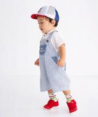 【ミキハウスホットビスケッツ/MIKI HOUSE HOT BISCUITS / KIDS】の【70-110cm】 ストライプ柄 サッカー素材 オーバーオール ブルー|ID: prp329100004590617 ipo3291000000032573921