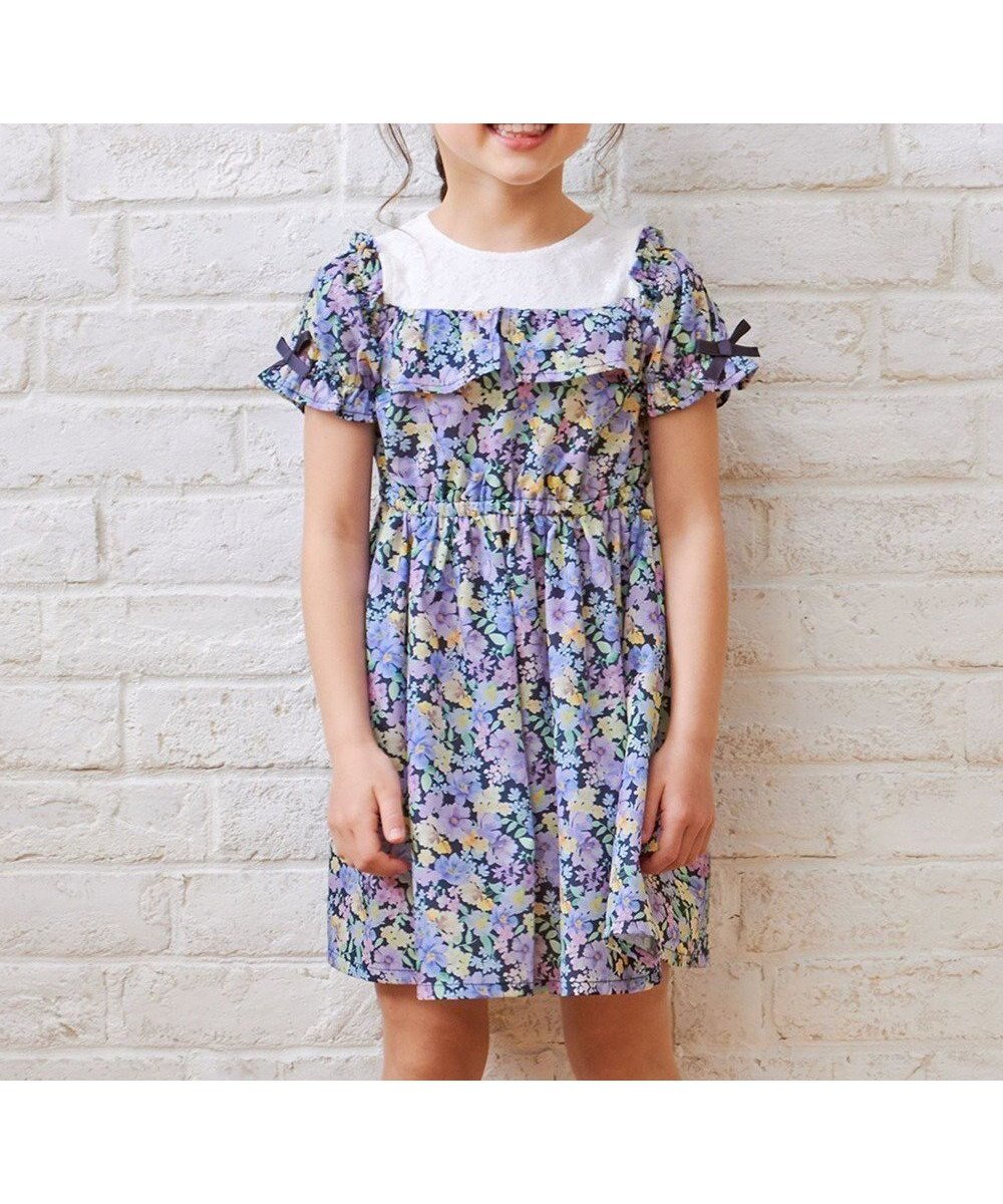 【エニファム/any FAM / KIDS】のオンオフショルダー ガーリー ワンピース インテリア・キッズ・メンズ・レディースファッション・服の通販 founy(ファニー) 　ファッション　Fashion　キッズファッション　KIDS Children’s Clothing　ワンピース　Dress/Kids　ガーリー　Girly　ポケット　Pocket　エレガント 上品　Elegant　夏　Summer　春　Spring　S/S・春夏　Ss・Spring/Summer　ネイビー花柄|ID: prp329100004590629 ipo3291000000032574051