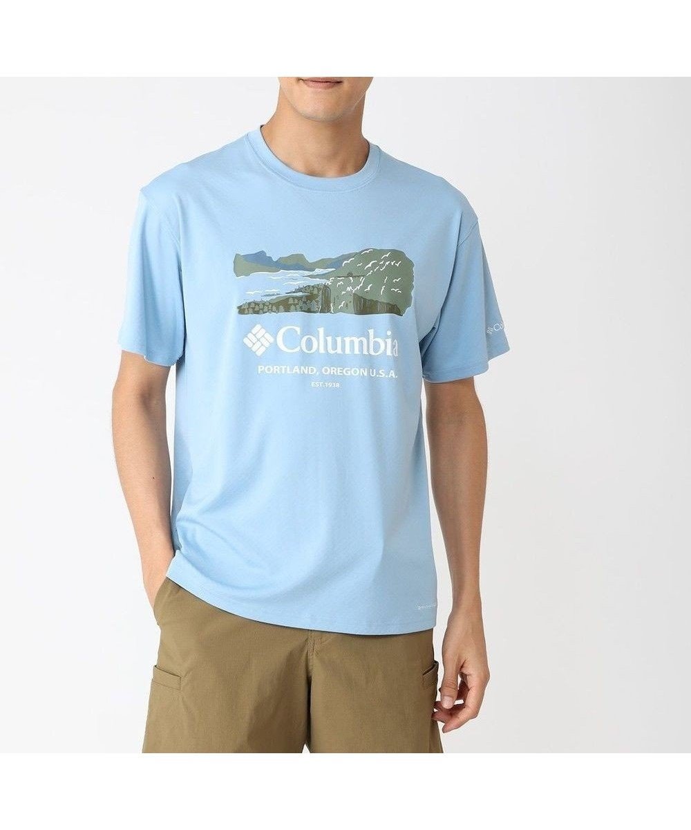 【コロンビア/Columbia / MEN】のColumbia/ レイクアローヘッドグラフィックショートスリーブTシャツ /コロンビア インテリア・キッズ・メンズ・レディースファッション・服の通販 founy(ファニー) 　ファッション　Fashion　メンズファッション　Fashion for Men　トップス・カットソー　Cut & Sew Tops　メンズシャツ　Shirts　おすすめ　Recommended / Our Picks　カットソー　Cut and Sewn Top　グラフィック　Graphic, Graphic Design　サークル　Circle, Round Design　パターン　Pattern, Design Print　プリント　Print, Printed Pattern　再入荷　Restock / Back in Stock　夏　Summer　S/S・春夏　SS, Spring/Summer, Warm Season　A/W・秋冬　Autumn/Winter　Ripple Blue、 River|ID: prp329100004590689 ipo3291000000033487441