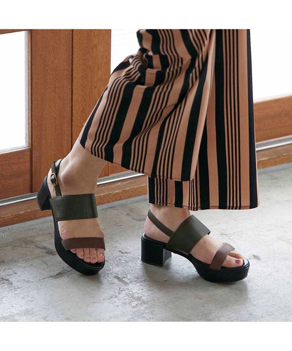 【モード エ ジャコモ/MODE ET JACOMO】のMODE ET JACOMO 厚底ダブルベルトサンダル インテリア・キッズ・メンズ・レディースファッション・服の通販 founy(ファニー) 　ファッション　Fashion　レディースファッション　Fashion for Women　ベルト&ウエストマーク　Belts & Waist Accessories　クール　Cool, Chic　サンダル　Sandals, Summer Shoes　シューズ　Shoes, Footwear　シンプル　Simple, Minimal　ソックス　Socks, Hosiery　タイツ　Tights, Legwear　ビジネス 仕事 通勤　Business / Work / Commuting　厚底　Platform Shoes　夏　Summer　春　Spring　S/S・春夏　SS, Spring/Summer, Warm Season　カーキコンビ|ID: prp329100004590752 ipo3291000000034630638