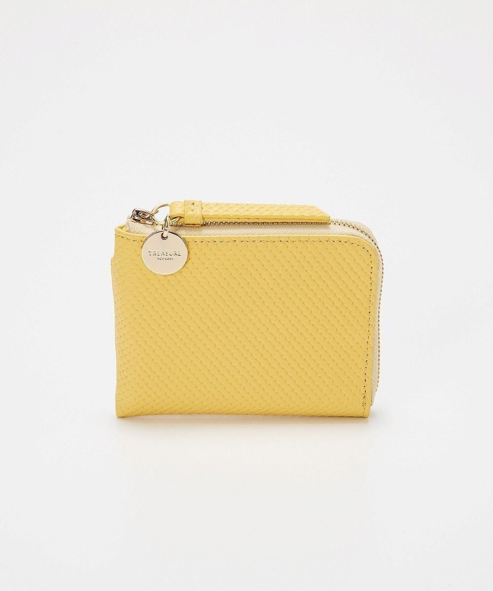 【トプカピ/TOPKAPI】の【TREASURE TOPKAPI】クロスエンボス レザー L字ファスナー ミニ 財布 インテリア・キッズ・メンズ・レディースファッション・服の通販 founy(ファニー) 　ファッション　Fashion　レディースファッション　Ladies' Fashion Online　財布　Wallets　イエロー　Yellow　春　Spring　コイン　Coin　コンパクト　Compact　財布　Wallet　チャーム　Charm　プレート　Plate　ポケット　Pocket　メッシュ　Mesh　S/S・春夏　Ss・Spring/Summer　再入荷　Restock/Back In Stock/Re Arrival　夏　Summer　レモンイエロー|ID: prp329100004590873 ipo3291000000032578192