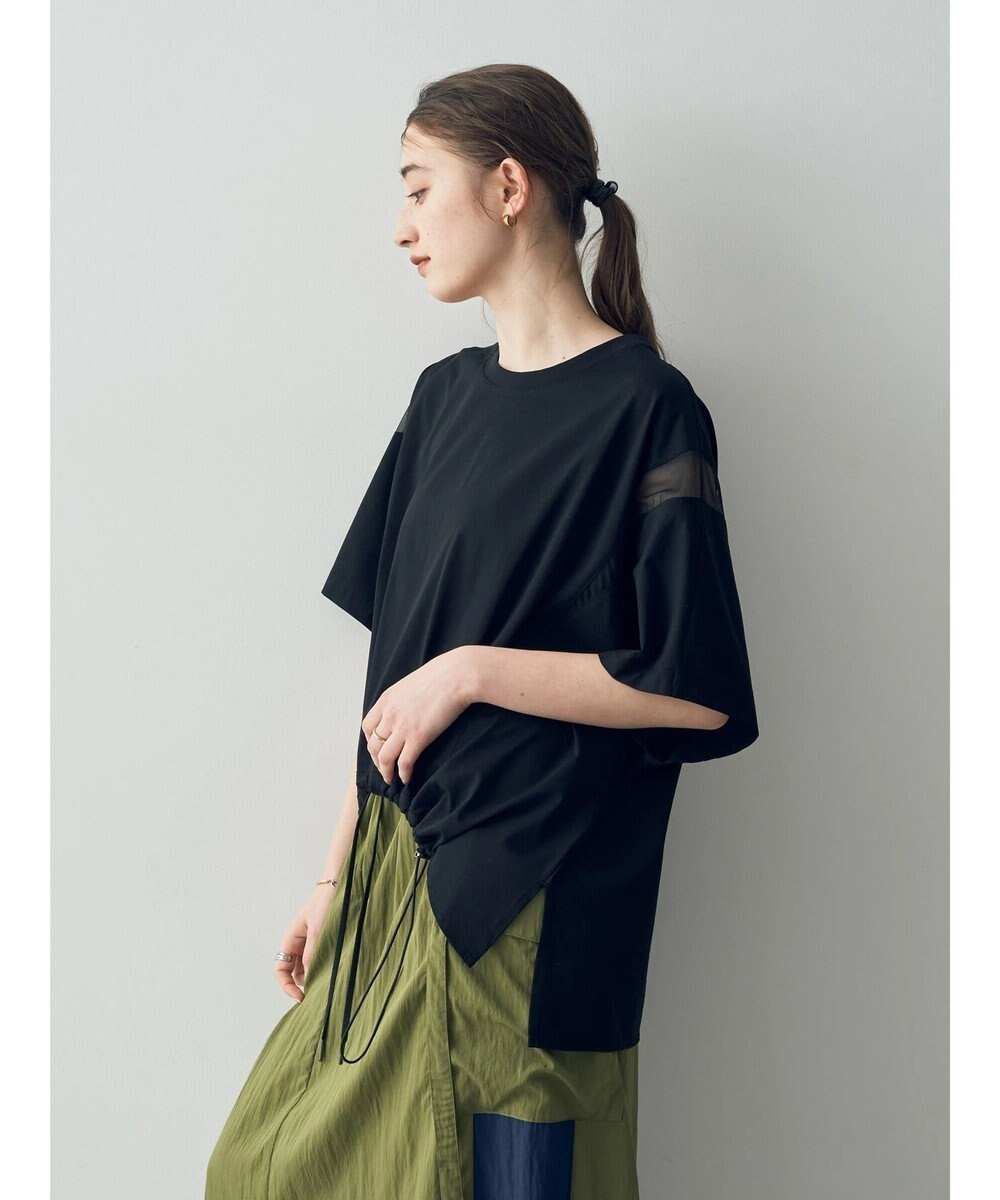 【イェッカ ヴェッカ/YECCA VECCA】のシアーMIXドロストカットプルオーバー インテリア・キッズ・メンズ・レディースファッション・服の通販 founy(ファニー) 　ファッション　Fashion　レディースファッション　Fashion for Women　トップス・カットソー　Cut & Sew Tops　シャツ・ブラウス・オフィスカジュアル　Elegant Blouses & Button-Ups　ロングTシャツ・Tシャツ　Longline T-Shirts & Tees　カジュアルプルオーバー・ニットトップス　Pullovers & Knit Tops / Casual Pullovers　カットソー・ベーシックTシャツ　Cut-and-Sewn Tops / Stretch Tees & Basics　カットソー　Cut and Sewn Top　シアー　Sheer, See-Through　ポケット　Pocket, Pocket Detail　夏　Summer　春　Spring　S/S・春夏　SS, Spring/Summer, Warm Season　Black|ID: prp329100004590911 ipo3291000000032578932