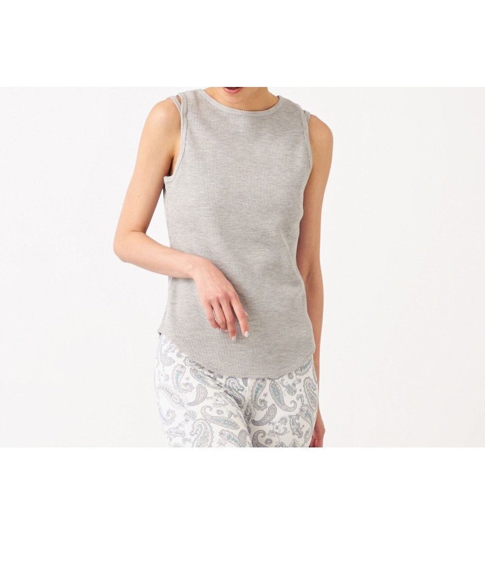 【チャコット/Chacott】のワッフルノースリーブTシャツ インテリア・キッズ・メンズ・レディースファッション・服の通販 founy(ファニー) 　ファッション　Fashion　レディースファッション　Ladies' Fashion Online　トップス・カットソー　Tops/Tshirt　キャミソール / ノースリーブ　No Sleeves　シャツ/ブラウス　Shirts/Blouses　ロング / Tシャツ　T-Shirts　吸水　Water Absorption　シンプル　Simple　ノースリーブ　No Sleeve　バランス　Balance　ボトム　Bottom　ワッフル　Waffle　おすすめ　Recommend　グレー杢|ID: prp329100004590940 ipo3291000000032579433