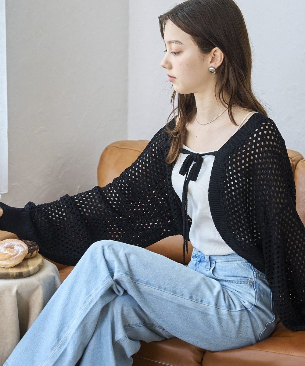 【ウィゴー/WEGO】の【紫外線対策/手洗い可】メッシュリボンボレロ インテリア・キッズ・メンズ・レディースファッション・服の通販 founy(ファニー) 　ファッション　Fashion　レディースファッション　Ladies' Fashion Online　トップス・カットソー　Tops/Tshirt　カーディガン　Cardigans　春　Spring　カーディガン　Cardigan　キャミ　Cami　グラフィック　Graphic　スマホ　Smartphone　スリーブ　Sleeve　タンク　Tank　デニム　Denim　トレンド　Trend　人気　Popularity　ボレロ　Bolero　ボーダー　Border　ミニスカート　Mini Skirt　メッシュ　Mesh　リボン　Ribbon　S/S・春夏　Ss・Spring/Summer　再入荷　Restock/Back In Stock/Re Arrival　おすすめ　Recommend　夏　Summer　ブラック|ID: prp329100004591000 ipo3291000000032580938