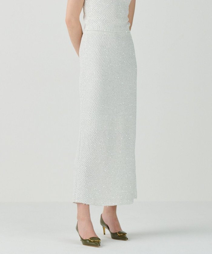 【グレース コンチネンタル/GRACE CONTINENTAL】のシャイニーニットロングスカート インテリア・キッズ・メンズ・レディースファッション・服の通販 founy(ファニー) https://founy.com/ ファッション Fashion レディースファッション Fashion for Women スカート Skirts ロングスカート Long Skirts / Maxi & Midi Skirts おすすめ Recommended / Our Picks キャミソール Camisole, Spaghetti Strap Top スパンコール Sequins, Sequin Embellishment スリット Slit, Slit Detail セットアップ Set-Up, Coordinated Outfit ダウン Down, Puffer ペンシル Pencil, Pencil Skirt 夏 Summer S/S・春夏 SS, Spring/Summer, Warm Season A/W・秋冬 Autumn/Winter |ID: prp329100004591338 ipo3291000000035890355