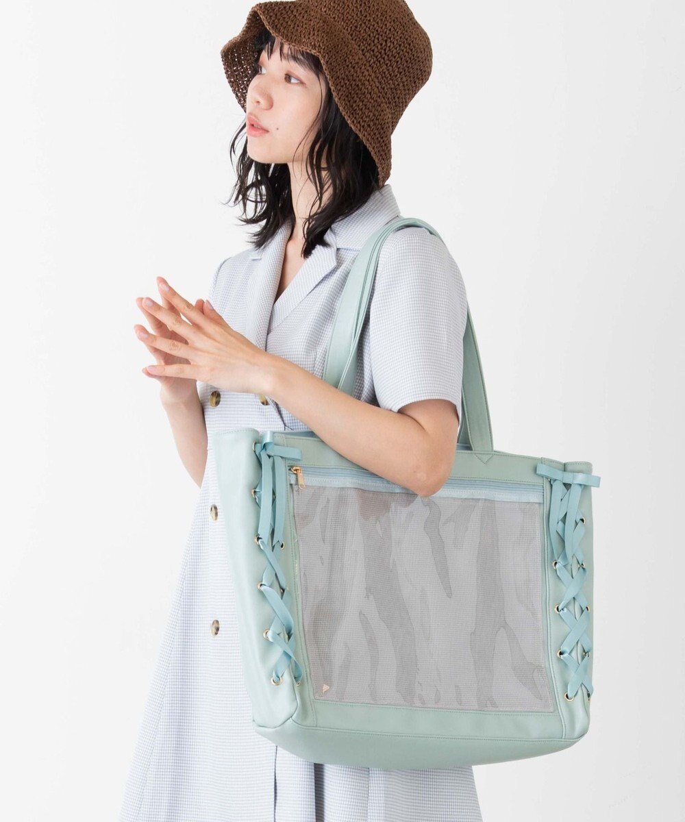 【ウィゴー/WEGO】の【痛バ&推し活グッズ】レースアップ痛バッグL インテリア・キッズ・メンズ・レディースファッション・服の通販 founy(ファニー) 　ファッション　Fashion　レディースファッション　Fashion for Women　バッグ　Bags　ギンガム　Gingham, Gingham Fabric　クッション　Cushion, Throw Pillow　サテン　Satin, Glossy Fabric　チェック　Check, Plaid, Tartan　ポケット　Pocket, Pocket Detail　メッシュ　Mesh, Net Fabric　レース　Lace, Lace Fabric　グリーンその他|ID: prp329100004591363 ipo3291000000032588092