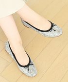 【ヌーベルローブオウ/nouvelleRobe Ou】の【本革・高反発・抗菌】Round ラウンドトゥ ゼブラ柄バレエシューズ シルバー系|ID: prp329100004591384 ipo3291000000032672327
