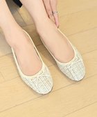 【ヌーベルローブオウ/nouvelleRobe Ou】の【本革・高反発】Round ラウンドトゥ ツイードバレエシューズ ベージュファブリック|ID: prp329100004591385 ipo3291000000033655956