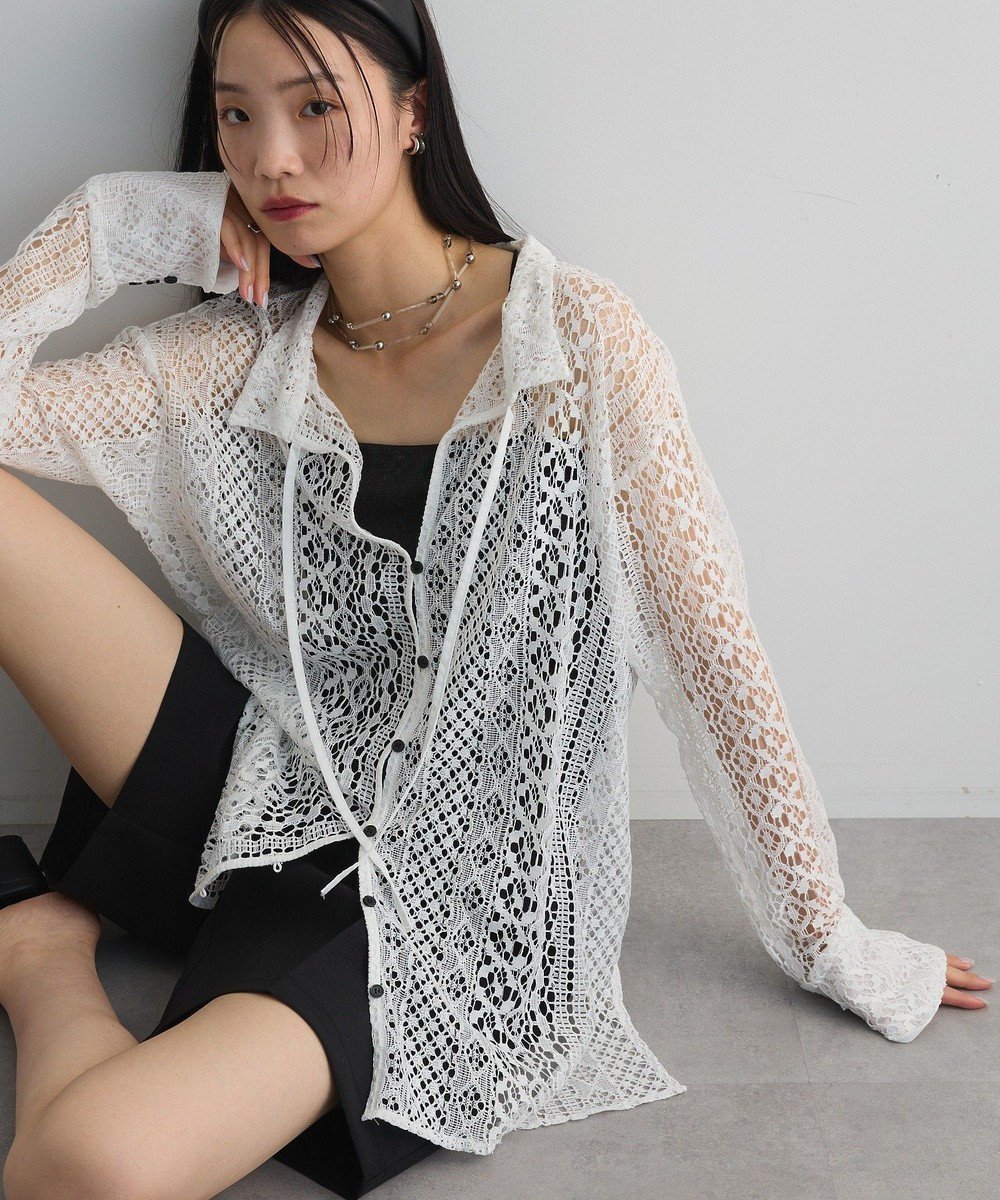 【グリーンパークス/Green Parks】の2WAYリボン付きレースシャツ 人気、トレンドファッション・服の通販 founy(ファニー) 　ファッション　Fashion　レディースファッション　Fashion for Women　トップス・カットソー　Cut & Sew Tops　シャツ・ブラウス・オフィスカジュアル　Elegant Blouses & Button-Ups　おすすめ　Recommended / Our Picks　ポケット　Pocket, Pocket Detail　モチーフ　Motif, Design Theme　リボン　Ribbon, Bow　レース　Lace, Lace Fabric　夏　Summer　春　Spring　S/S・春夏　SS, Spring/Summer, Warm Season　 other-1|ID: prp329100004591433 ipo3291000000032668542
