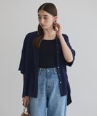 【イェッカ ヴェッカ/YECCA VECCA】のギャザーデザイン配色シャツ Navy|ID: prp329100004591437 ipo3291000000032588552