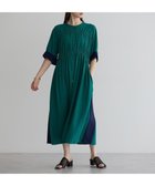 【イェッカ ヴェッカ/YECCA VECCA】のギャザー配色ワンピース Green|ID: prp329100004591440 ipo3291000000032588565