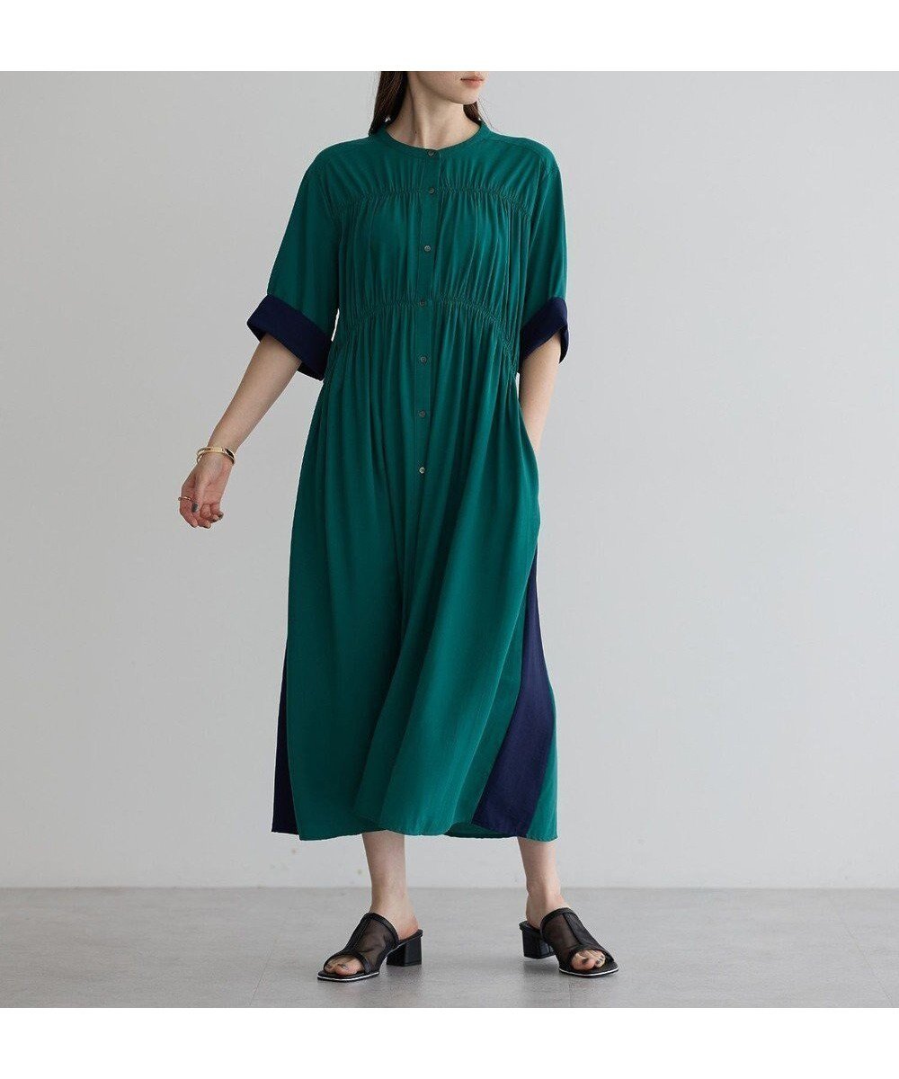 【イェッカ ヴェッカ/YECCA VECCA】のギャザー配色ワンピース インテリア・キッズ・メンズ・レディースファッション・服の通販 founy(ファニー) 　ファッション　Fashion　レディースファッション　Ladies' Fashion Online　ワンピース　Dress　NEW・新作・新着・新入荷　New Arrivals　おすすめ　Recommend　ギャザー　Gather　フロント　Front　ポケット　Pocket　ヴィンテージ　Vintage　夏　Summer　春　Spring　S/S・春夏　Ss・Spring/Summer　Green|ID: prp329100004591440 ipo3291000000032588565