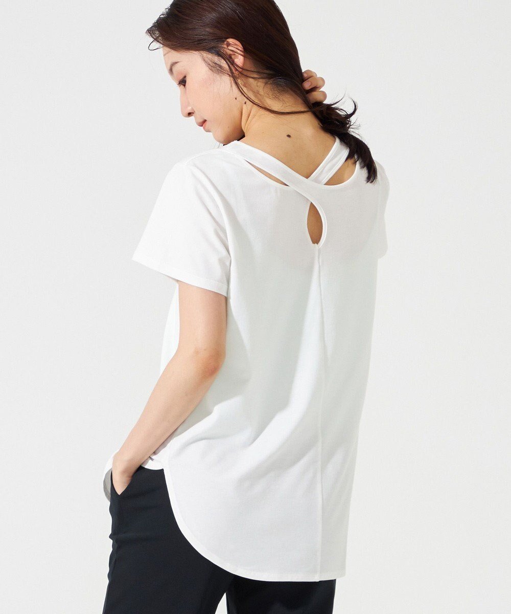 【チャコット/Chacott】のChacott BALANCE バッククロスアクセントTシャツ インテリア・キッズ・メンズ・レディースファッション・服の通販 founy(ファニー) 　ファッション　Fashion　レディースファッション　Fashion for Women　トップス・カットソー　Cut & Sew Tops　シャツ・ブラウス・オフィスカジュアル　Elegant Blouses & Button-Ups　ロングTシャツ・Tシャツ　Longline T-Shirts & Tees　シルケット　Silket, Silky Cotton　ストレッチ　Stretch, Stretchy Fabric　バランス　Balance, Style Balance　リラックス　Relax, Relaxed Fit　レギンス　Leggings, Stretch Pants　おすすめ　Recommended / Our Picks　オフホワイト|ID: prp329100004591448 ipo3291000000032588589
