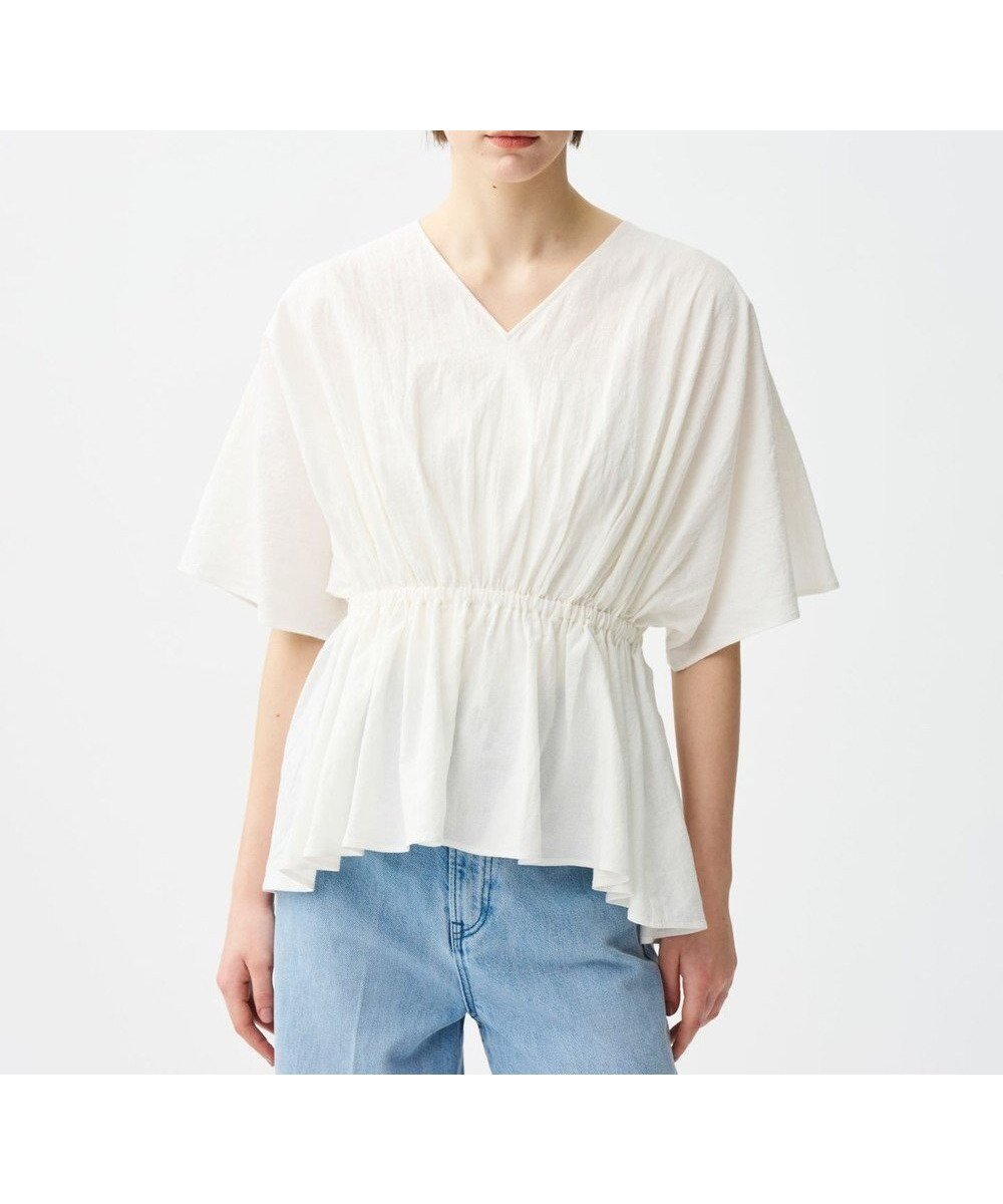 【アンクレイヴ/uncrave】の【洗濯機洗い可】コットンリネンボイル ペプラムブラウス 人気、トレンドファッション・服の通販 founy(ファニー) 　ファッション　Fashion　レディースファッション　Fashion for Women　トップス・カットソー　Cut & Sew Tops　シャツ・ブラウス・オフィスカジュアル　Elegant Blouses & Button-Ups　ヴィンテージ　Vintage Style　春　Spring　ギャザー　Gathered, Ruffled　セットアップ　Set-Up, Coordinated Outfit　フレア　Flare, Flared　ペプラム　Peplum, Flared Hem　ワイド　Wide, Wide Fit　S/S・春夏　SS, Spring/Summer, Warm Season　新作・新入荷　New Arrivals / New In　おすすめ　Recommended / Our Picks　夏　Summer　 other-1|ID: prp329100004591712 ipo3291000000032593277