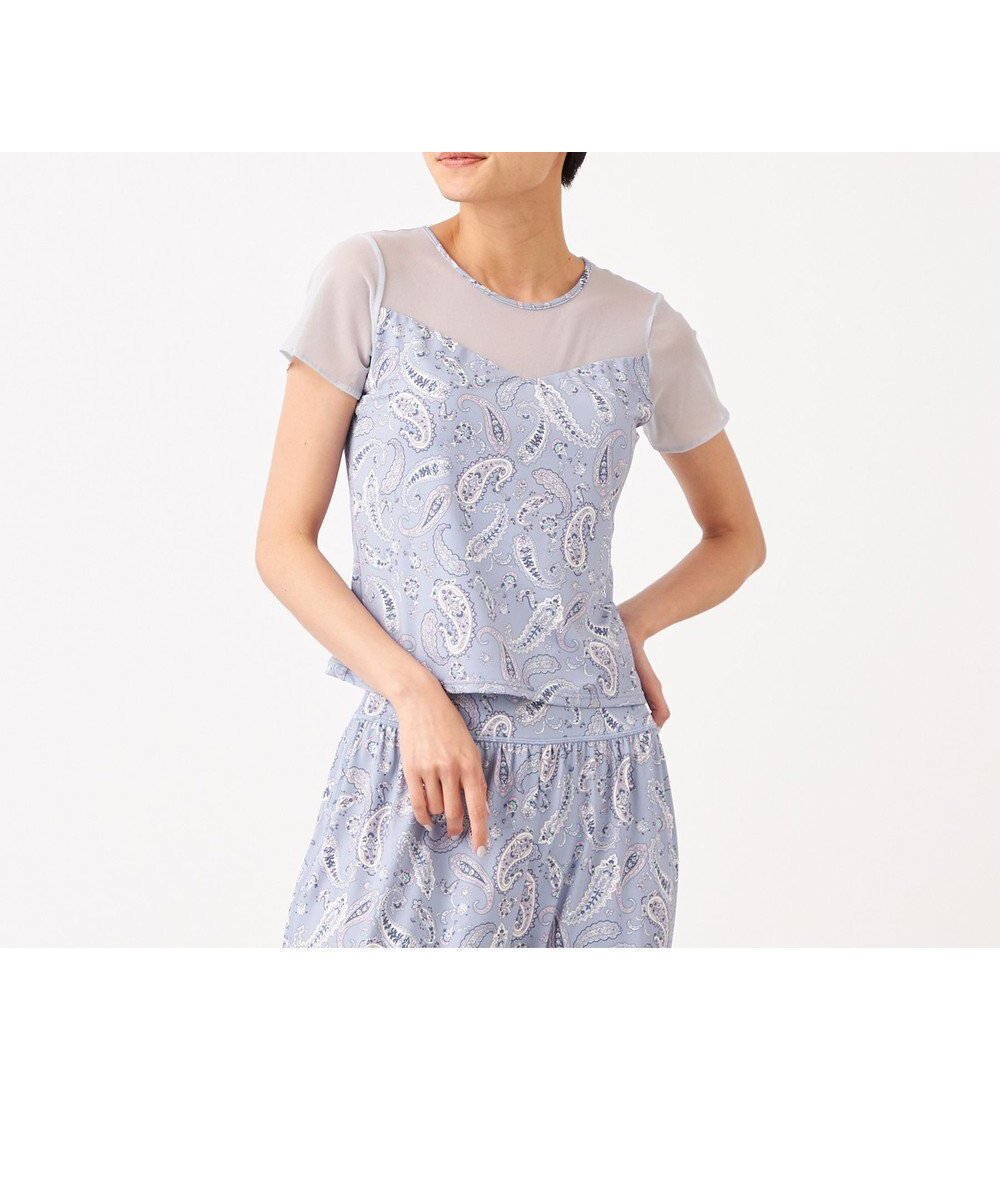 【チャコット/Chacott】のペイズリープリントトップ インテリア・キッズ・メンズ・レディースファッション・服の通販 founy(ファニー) 　ファッション　Fashion　レディースファッション　Ladies' Fashion Online　トップス・カットソー　Tops/Tshirt　エレガント 上品　Elegant　コンパクト　Compact　吸水　Water Absorption　抗菌　Antibacterial　シンプル　Simple　ストレッチ　Stretch　フィット　Fit　プリント　Print　ペイズリー　Paisley　メッシュ　Mesh　モダン　Modern　ヒヤシンスプリント|ID: prp329100004592409 ipo3291000000032603317