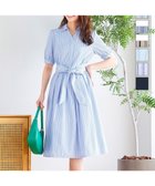 【ティアクラッセ/Tiaclasse】の【洗える】小顔効果も叶えるスキッパーシャツワンピース サックスストライプ|ID: prp329100004592417 ipo3291000000032603471