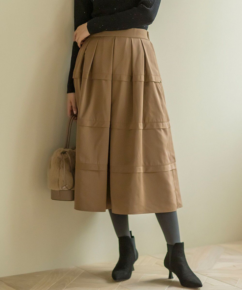 【組曲/KUMIKYOKU】のフリルタフタ フレアスカート インテリア・キッズ・メンズ・レディースファッション・服の通販 founy(ファニー) 　ファッション　Fashion　レディースファッション　Fashion for Women　スカート　Skirts　Aライン・フレアスカート　A-Line & Flared Skirts　タフタ　Taffeta, Structured Fabric　フラット　Flat, Flat Shoes　フリル　Frill, Ruffle　フレア　Flare, Flared　ポケット　Pocket, Pocket Detail　A/W・秋冬　Autumn/Winter　S/S・春夏　SS, Spring/Summer, Warm Season　夏　Summer　モカブラウン系|ID: prp329100004592475 ipo3291000000034210754