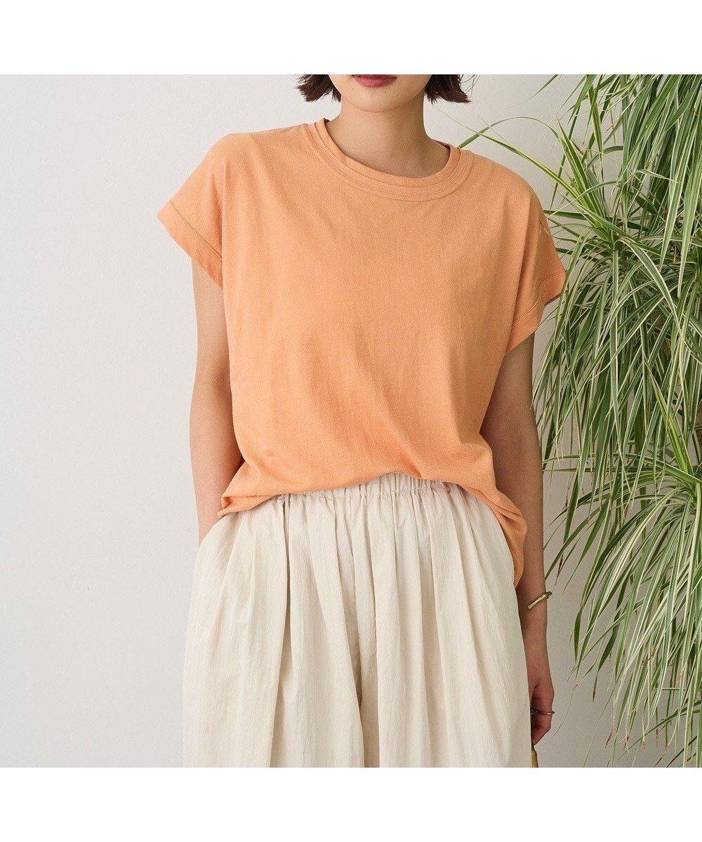 【クラフトスタンダードブティック/CRAFT STANDARD BOUTIQUE】のカットクレープクルーネックTシャツ インテリア・キッズ・メンズ・レディースファッション・服の通販 founy(ファニー) 　ファッション　Fashion　レディースファッション　Ladies' Fashion Online　トップス・カットソー　Tops/Tshirt　シャツ/ブラウス　Shirts/Blouses　ロング / Tシャツ　T-Shirts　カットソー　Cut and Sewn　春　Spring　カットソー　Cut And Sew　今季　This Season　シンプル　Simple　スリーブ　Sleeve　定番　Standard　フレンチ　French　ベーシック　Basic　ボトム　Bottom　ポケット　Pocket　ワーク　Work　S/S・春夏　Ss・Spring/Summer　NEW・新作・新着・新入荷　New Arrivals　夏　Summer　Orange|ID: prp329100004592523 ipo3291000000032604129