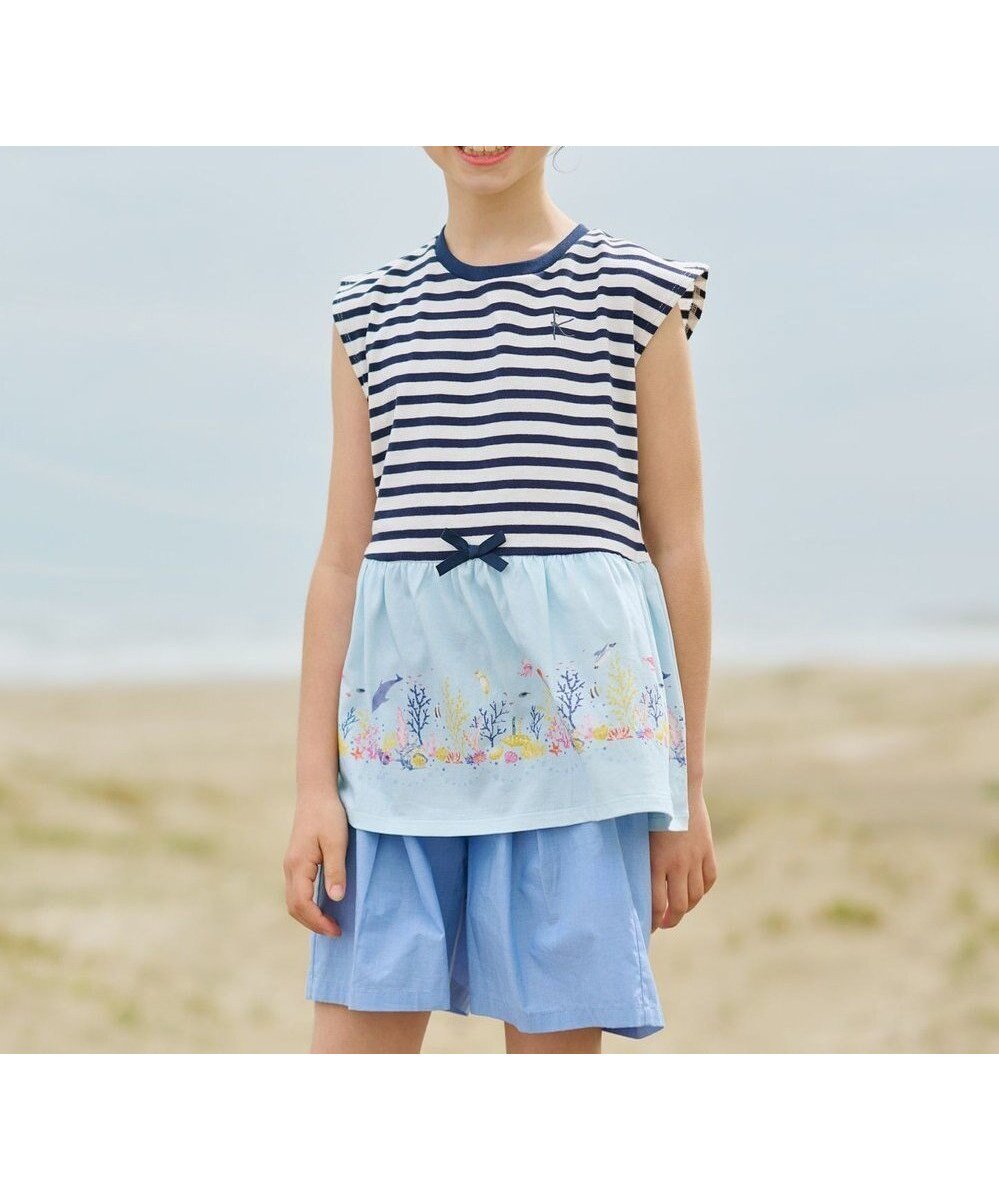 【組曲 / KIDS/KUMIKYOKU】の【110-140㎝】ENOSUI Border Tシャツ インテリア・キッズ・メンズ・レディースファッション・服の通販 founy(ファニー) 　ファッション　Fashion　キッズファッション　KIDS Children’s Clothing　トップス・カットソー　Tops/Tees/Kids　カットソー　Cut And Sew　スリーブ　Sleeve　チュニック　Tunic　フレンチ　French　プリント　Print　ボーダー　Border　夏　Summer　春　Spring　S/S・春夏　Ss・Spring/Summer　ネイビー系1|ID: prp329100004593556 ipo3291000000032616444