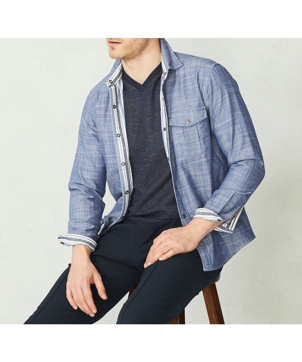 【ジョセフ アブード/JOSEPH ABBOUD / MEN】の【人気!1枚で2通りの着こなし】定番 リバーシブルシャツ 人気、トレンドファッション・服の通販 founy(ファニー) 　ファッション　Fashion　メンズファッション　Men's Style Online　トップス・カットソー　Tops/Tshirt/Men　シャツ　Shirts　おすすめ　Recommend　シャンブレー　Chambray　ストライプ　Stripe　ドット　Dot　ポケット　Pocket　ランダム　Random　ワイヤー　Wire　人気　Popularity　再入荷　Restock/Back In Stock/Re Arrival　夏　Summer　定番　Standard　S/S・春夏　Ss・Spring/Summer　無地　Plain Color　A/W・秋冬　Aw・Autumn/Winter・Fw・Fall-Winter　 other-1|ID: prp329100004593566 ipo3291000000032616577