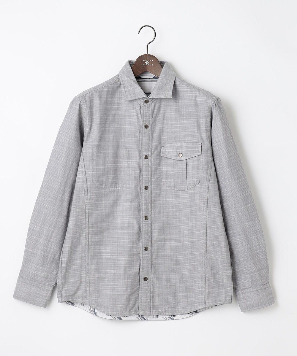 【ジョセフ アブード/JOSEPH ABBOUD / MEN】の【人気!1枚で2通りの着こなし】定番 リバーシブルシャツ インテリア・キッズ・メンズ・レディースファッション・服の通販 founy(ファニー) 　ファッション　Fashion　メンズファッション　Men's Style Online　トップス・カットソー　Tops/Tshirt/Men　シャツ　Shirts　おすすめ　Recommend　シャンブレー　Chambray　ストライプ　Stripe　ドット　Dot　ポケット　Pocket　ランダム　Random　ワイヤー　Wire　人気　Popularity　再入荷　Restock/Back In Stock/Re Arrival　夏　Summer　定番　Standard　S/S・春夏　Ss・Spring/Summer　無地　Plain Color　A/W・秋冬　Aw・Autumn/Winter・Fw・Fall-Winter　ライトグレー系|ID: prp329100004593566 ipo3291000000032616579