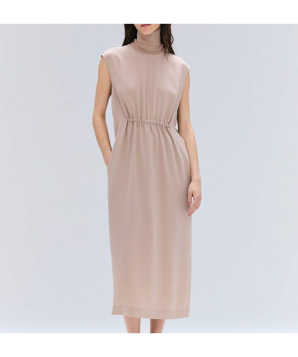 【ベイジ,/BEIGE,】の【洗える】FLEUR / ニットコンビハイネックノースリーブドレス インテリア・キッズ・メンズ・レディースファッション・服の通販 founy(ファニー) 　ファッション　Fashion　レディースファッション　Ladies' Fashion Online　ワンピース　Dress　ドレス　Party Dresses　アクセサリー　Accessories　春　Spring　洗える　Washable　ギャザー　Gather　サテン　Satin　サンダル　Sandals　ストレッチ　Stretch　とろみ　Thickness　ドレス　Dress　定番　Standard　ノースリーブ　No Sleeve　ロング　Long　A/W・秋冬　Aw・Autumn/Winter・Fw・Fall-Winter　S/S・春夏　Ss・Spring/Summer　NEW・新作・新着・新入荷　New Arrivals　夏　Summer　エレガント 上品　Elegant　Beige|ID: prp329100004593647 ipo3291000000032619325