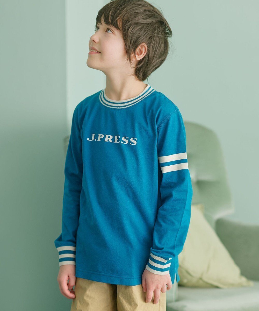 【ジェイ プレス/J.PRESS / KIDS】の【100-130cm】リブライン ロゴカットソー インテリア・キッズ・メンズ・レディースファッション・服の通販 founy(ファニー) 　ファッション　Fashion　キッズファッション　KIDS Children’s Clothing　トップス・カットソー　Tops/Tees/Kids　春　Spring　カットソー　Cut And Sew　スマホ　Smartphone　トレンド　Trend　人気　Popularity　長袖　Long Sleeve　ベーシック　Basic　ワンポイント　One Point　S/S・春夏　Ss・Spring/Summer　夏　Summer　2025年　2025　2025春夏・S/S　Ss,Spring/Summer,2025　ダルブルー系|ID: prp329100004594272 ipo3291000000032633454