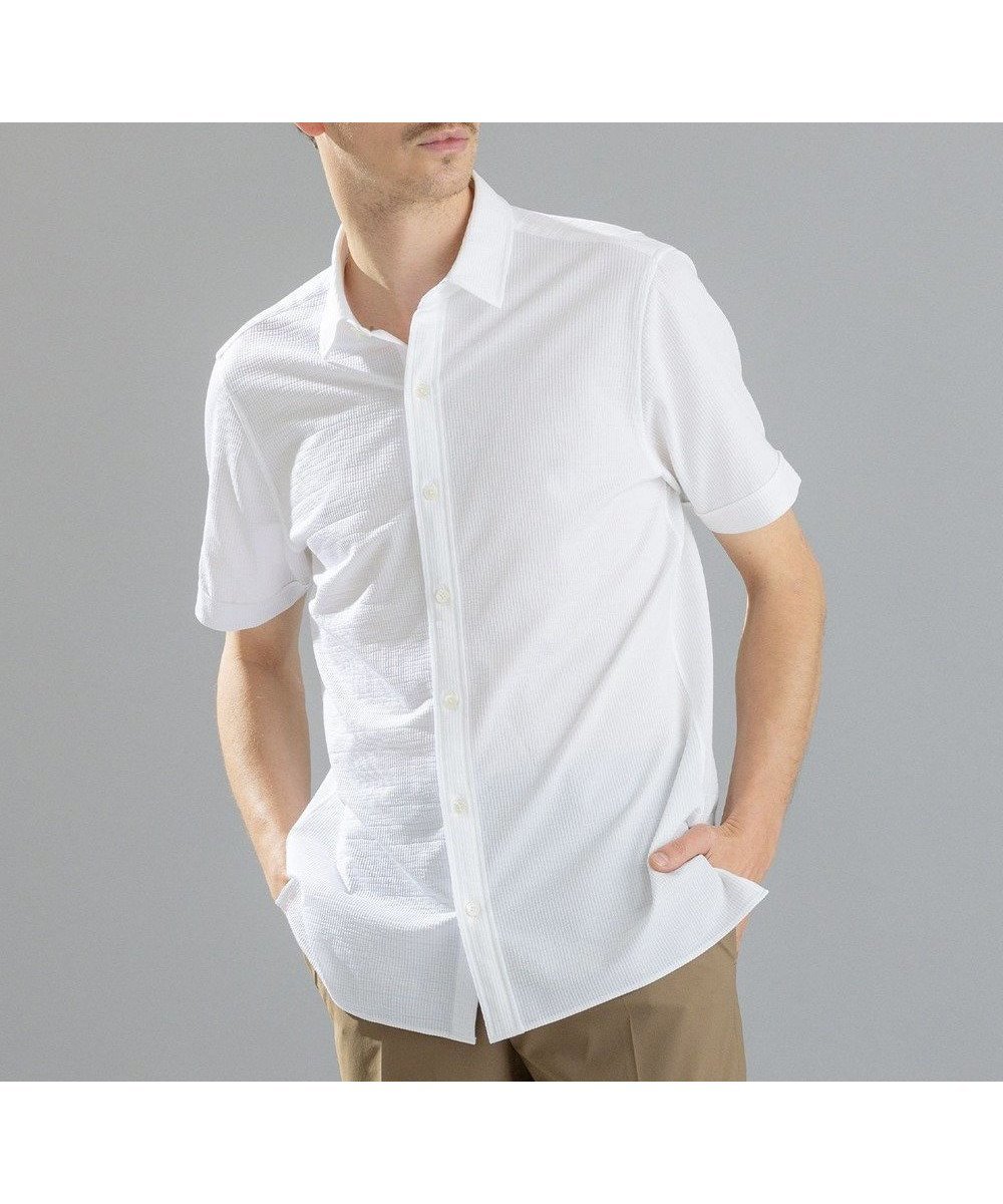 【ジョゼフ オム/JOSEPH HOMME / MEN】のコンパクトサッカージャージー レギュラーカラー半袖シャツ インテリア・キッズ・メンズ・レディースファッション・服の通販 founy(ファニー) 　ファッション　Fashion　メンズファッション　Men's Style Online　トップス・カットソー　Tops/Tshirt/Men　シャツ　Shirts　インナー　Inner　春　Spring　軽量　Lightweight　サッカー　Soccer　シンプル　Simple　ジャケット　Jacket　ジャージー　Jersey　ストレッチ　Stretch　ポケット　Pocket　半袖　Short Sleeve　無地　Plain Color　レギュラー　Regular　S/S・春夏　Ss・Spring/Summer　夏　Summer　ホワイト系|ID: prp329100004594322 ipo3291000000032635014