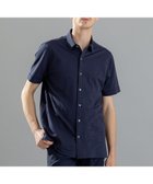 【ジョゼフ オム/JOSEPH HOMME / MEN】のコンパクトサッカージャージー レギュラーカラー半袖シャツ ネイビー系|ID: prp329100004594322 ipo3291000000032635015