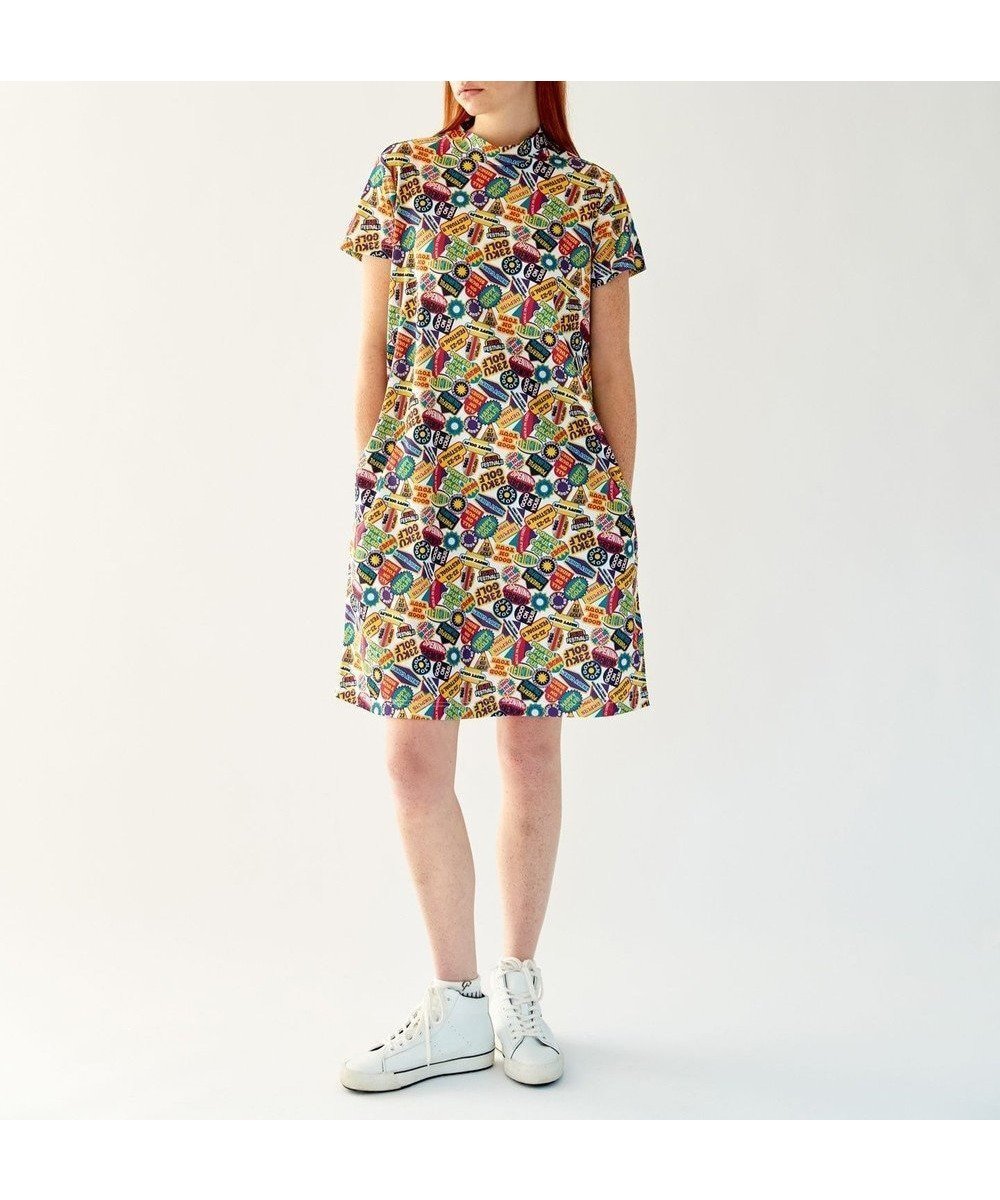 【23区 ゴルフ/NIJYUSANKU GOLF】のWEB限定【WOMEN】ステッカープリント モックネックワンピース 人気、トレンドファッション・服の通販 founy(ファニー) 　ファッション　Fashion　レディースファッション　Fashion for Women　ワンピース　Dresses　春　Spring　吸水　Absorbent, Quick-Dry　ストレッチ　Stretch, Stretchy Fabric　ソックス　Socks, Hosiery　プリント　Print, Printed Pattern　モックネック　Mock Neck, Short Turtleneck　ループ　Loop, Loop Knit　レギンス　Leggings, Stretch Pants　S/S・春夏　SS, Spring/Summer, Warm Season　夏　Summer　ゴルフ　Golf　 other-1|ID: prp329100004594837 ipo3291000000032764558
