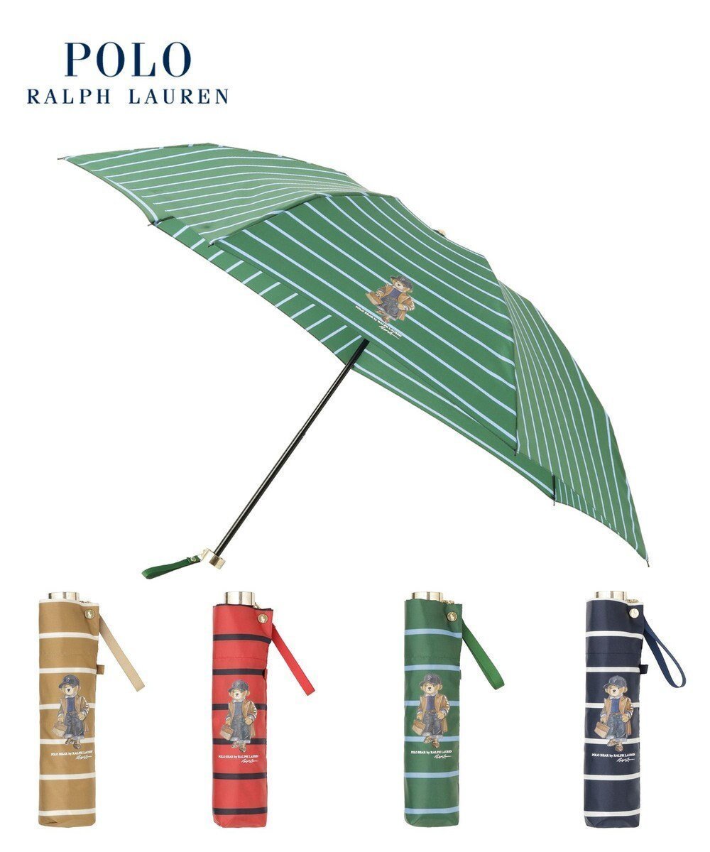 【ムーンバット/MOONBAT】のPOLO RALPH LAUREN 折りたたみ傘 ボーダーストライプ POLO BEAR インテリア・キッズ・メンズ・レディースファッション・服の通販 founy(ファニー) 　ファッション　Fashion　レディースファッション　Ladies' Fashion Online　傘 / レイングッズ　Umbrellas/Rainwear　アイビー　Ivy　ストライプ　Stripe　スリム　Slim　ニューヨーク　New York　フェイス　Face　ボーダー　Border　傘　Umbrella　軽量　Lightweight　ビリジアン|ID: prp329100004595203 ipo3291000000032649982