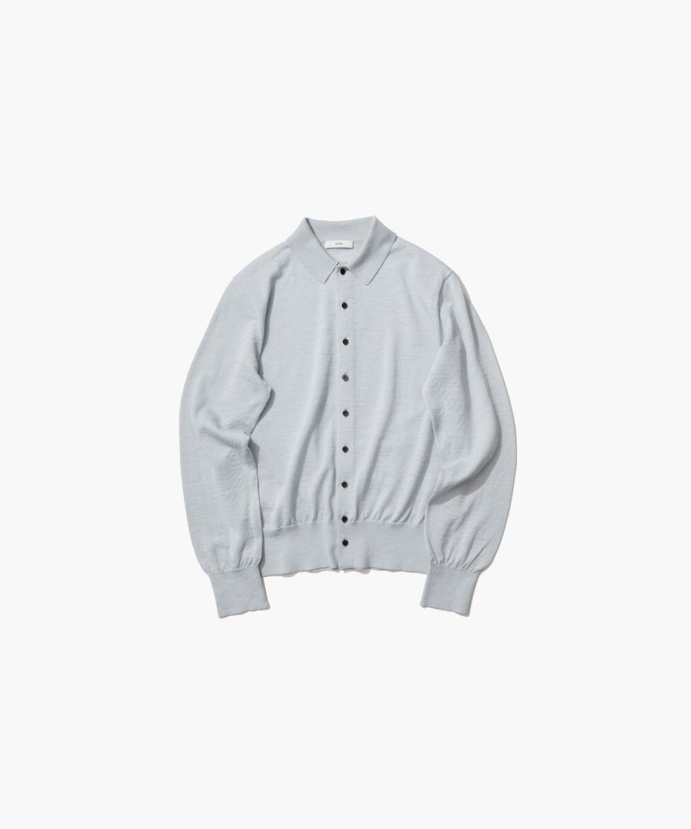 【エイトン/ATON】のRAMIE WOOL ポロニットカーディガン インテリア・キッズ・メンズ・レディースファッション・服の通販 founy(ファニー) 　ファッション　Fashion　レディースファッション　Ladies' Fashion Online　トップス・カットソー　Tops/Tshirt　ニット　Knit Tops　カーディガン　Cardigans　カーディガン　Cardigan　コンパクト　Compact　ネップ　Nep Yarn　バランス　Balance　夏　Summer　春　Spring　S/S・春夏　Ss・Spring/Summer　SAX|ID: prp329100004595210 ipo3291000000032650202