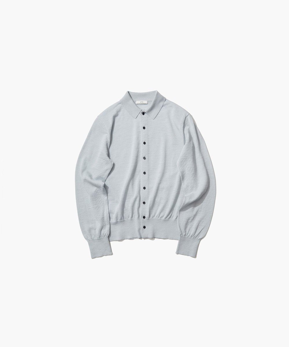 【エイトン/ATON】のRAMIE WOOL ポロニットカーディガン インテリア・キッズ・メンズ・レディースファッション・服の通販 founy(ファニー) 　ファッション　Fashion　レディースファッション　Fashion for Women　トップス・カットソー　Cut & Sew Tops　ニット　Knit Tops & Sweaters　カーディガン・羽織り　Layered Style Cardigans　カーディガン　Cardigan, Knitwear　コンパクト　Compact, Small Size　ネップ　Nepp, Slub Yarn　バランス　Balance, Style Balance　夏　Summer　春　Spring　S/S・春夏　SS, Spring/Summer, Warm Season　SAX|ID: prp329100004595210 ipo3291000000033541729