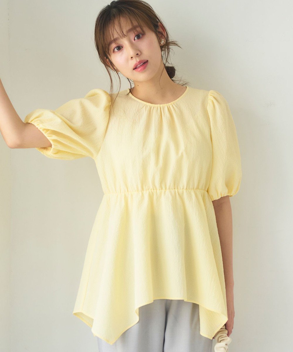 【フェルゥ/Feroux】の【洗える】パフスリーブチュニック ブラウス 人気、トレンドファッション・服の通販 founy(ファニー) 　ファッション　Fashion　レディースファッション　Fashion for Women　トップス・カットソー　Cut & Sew Tops　シャツ・ブラウス・オフィスカジュアル　Elegant Blouses & Button-Ups　おすすめ　Recommended / Our Picks　イレギュラーヘム　Irregular Hem　インナー　Innerwear　キャミソール　Camisole, Spaghetti Strap Top　サッカー　Seersucker, Summer Fabric　スリーブ　Sleeve, Long Sleeve / Short Sleeve　バルーン　Balloon, Balloon Silhouette　ペプラム　Peplum, Flared Hem　ワイド　Wide, Wide Fit　夏　Summer　春　Spring　S/S・春夏　SS, Spring/Summer, Warm Season　洗える　Machine Washable　 other-1|ID: prp329100004595659 ipo3291000000033709060