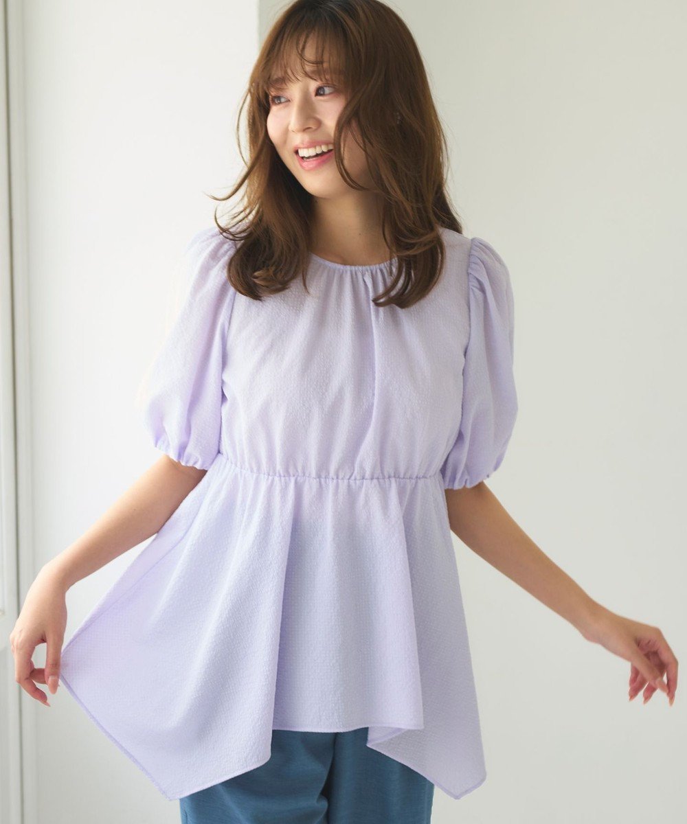 【フェルゥ/Feroux】の【洗える】パフスリーブチュニック ブラウス インテリア・キッズ・メンズ・レディースファッション・服の通販 founy(ファニー) ファッション Fashion レディースファッション Fashion for Women トップス・カットソー Cut & Sew Tops シャツ・ブラウス・オフィスカジュアル Elegant Blouses & Button-Ups おすすめ Recommended / Our Picks イレギュラーヘム Irregular Hem インナー Innerwear キャミソール Camisole, Spaghetti Strap Top サッカー Seersucker, Summer Fabric スリーブ Sleeve, Long Sleeve / Short Sleeve バルーン Balloon, Balloon Silhouette ペプラム Peplum, Flared Hem ワイド Wide, Wide Fit 夏 Summer 春 Spring S/S・春夏 SS, Spring/Summer, Warm Season 洗える Machine Washable ライラック系|ID: prp329100004595659 ipo3291000000034757413
