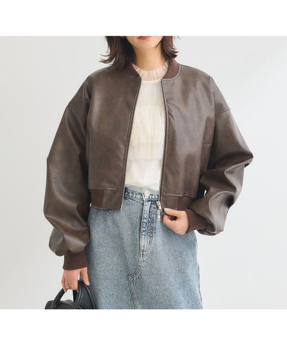 【グリーンパークス/Green Parks】の・ELENCARE DUE 合皮MA-1ブルゾン インテリア・キッズ・メンズ・レディースファッション・服の通販 founy(ファニー) 　ファッション　Fashion　レディースファッション　Ladies' Fashion Online　アウター　Coat Outerwear　ジャケット　Jackets　ブルゾン　Blouson/Jackets　MA-1　MA-1　インナー　Inner　ジャケット　Jacket　スリーブ　Sleeve　トレンド　Trend　ブルゾン　Blouson　ポケット　Pocket　ヴィンテージ　Vintage　人気　Popularity　夏　Summer　定番　Standard　春　Spring　S/S・春夏　Ss・Spring/Summer　Brown|ID: prp329100004595722 ipo3291000000032656173