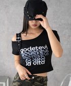 【ウィゴー/WEGO】のベルトワンショルグラフィックちびT ブラック|ID: prp329100004595830 ipo3291000000032657185