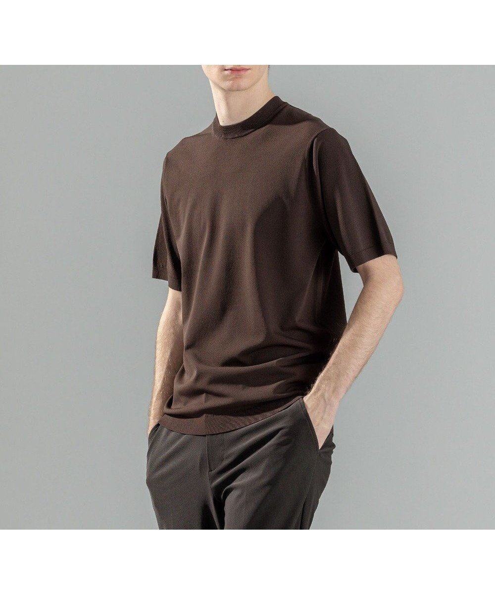 【ジョゼフ オム/JOSEPH HOMME / MEN】の【WEB限定カラーあり】【洗える/ストレッチ】リュクスレーヨン クルーネック半袖ニット インテリア・キッズ・メンズ・レディースファッション・服の通販 founy(ファニー) 　ファッション　Fashion　メンズファッション　Men's Style Online　トップス・カットソー　Tops/Tshirt/Men　ニット　Knit Tops　シンプル　Simple　ジャケット　Jacket　ストレッチ　Stretch　セーター　Sweater　ベーシック　Basic　エレガント 上品　Elegant　再入荷　Restock/Back In Stock/Re Arrival　半袖　Short Sleeve　夏　Summer　春　Spring　S/S・春夏　Ss・Spring/Summer　洗える　Washable　ダークブラウン系|ID: prp329100004596264 ipo3291000000032662582