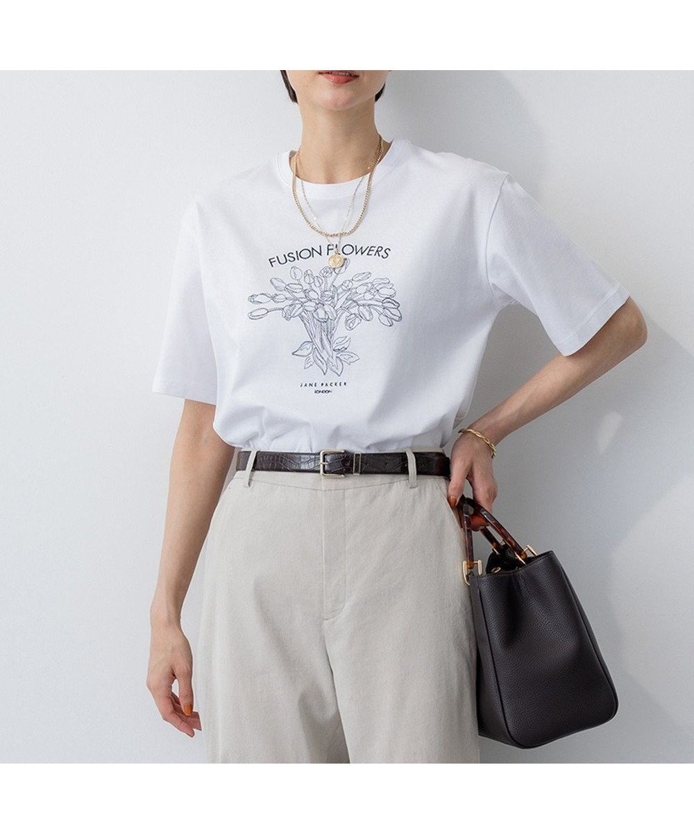 【23区/NIJYUSANKU】の【洗える】JANE PACKERコラボ フラワー刺繍 Tシャツ インテリア・キッズ・メンズ・レディースファッション・服の通販 founy(ファニー) 　ファッション　Fashion　レディースファッション　Fashion for Women　トップス・カットソー　Cut & Sew Tops　シャツ・ブラウス・オフィスカジュアル　Elegant Blouses & Button-Ups　ロングTシャツ・Tシャツ　Longline T-Shirts & Tees　カットソー・ベーシックTシャツ　Cut-and-Sewn Tops / Stretch Tees & Basics　春　Spring　洗える　Machine Washable　カットソー　Cut and Sewn Top　コラボ　Collaboration, Collab　シンプル　Simple, Minimal　スペシャル　Special, Limited Edition　チューリップ　Tube, Tube Top　デニム　Denim, Jeans Material　なめらか　Smooth, Silky Texture　フラワー　Flower, Floral　プリント　Print, Printed Pattern　モチーフ　Motif, Design Theme　S/S・春夏　SS, Spring/Summer, Warm Season　おすすめ　Recommended / Our Picks　夏　Summer　エレガント 上品　Elegant　2025年　2025　2025春夏・S/S　Spring/Summer 2025 SS25　ホワイト系|ID: prp329100004596271 ipo3291000000033452168