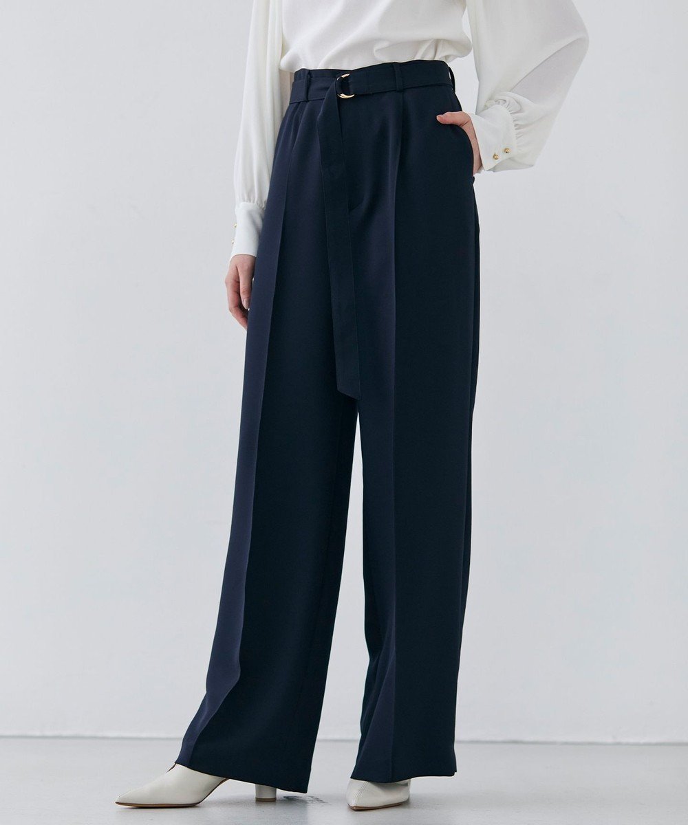 【ベイジ,/BEIGE,】の【洗える・Precious 4月号掲載】JASMINE / ベルト付きワイドストレートパンツ インテリア・キッズ・メンズ・レディースファッション・服の通販 founy(ファニー) 　雑誌掲載アイテム　Magazine Items　ファッション雑誌　Fashion Magazines　プレシャス　Precious　ファッション　Fashion　レディースファッション　Ladies' Fashion Online　パンツ　Pants　ベルト　Belts　4月号　April Issue　とろみ　Thickness　カットソー　Cut And Sew　シンプル　Simple　ジャケット　Jacket　ジョーゼット　Georgette　ストレッチ　Stretch　ストレート　Straight　セットアップ　Set Up　センター　Center　ダブル　Double　ロング　Long　ワイド　Wide　エレガント 上品　Elegant　夏　Summer　春　Spring　S/S・春夏　Ss・Spring/Summer　洗える　Washable　A/W・秋冬　Aw・Autumn/Winter・Fw・Fall-Winter　雑誌　Magazine　Navy|ID: prp329100004596283 ipo3291000000032662934