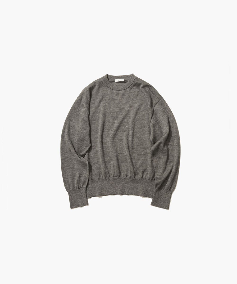 【エイトン/ATON】のRAMIE WOOL クルーネックセーター インテリア・キッズ・メンズ・レディースファッション・服の通販 founy(ファニー) 　ファッション　Fashion　レディースファッション　Fashion for Women　トップス・カットソー　Cut & Sew Tops　ニット　Knit Tops & Sweaters　コンパクト　Compact, Small Size　セーター　Sweater, Knitwear　ネップ　Nepp, Slub Yarn　ブラウジング　Blouson Silhouette, Cinched Waist　レギュラー　Regular, Standard Fit　夏　Summer　春　Spring　S/S・春夏　SS, Spring/Summer, Warm Season　TOP GRAY|ID: prp329100004596288 ipo3291000000032662961